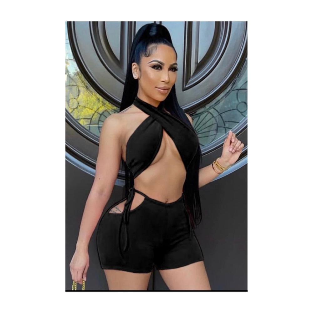 2 piece black short set